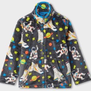 Hatley Gray Fleece Jacket with Colorful Dots
